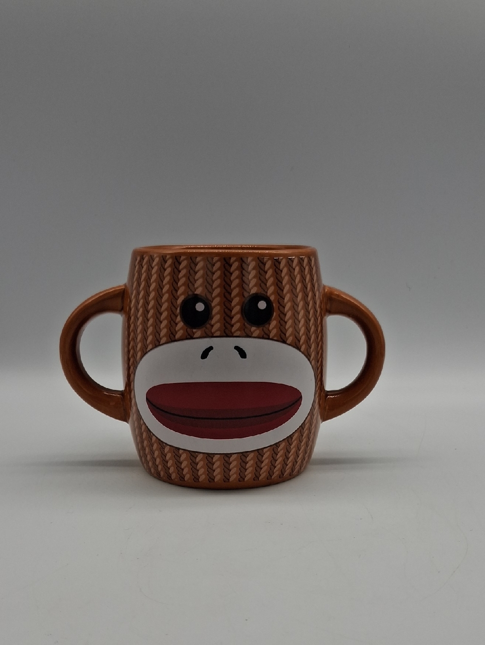 Double-Handle Brown Sock Monkey Face Mug
